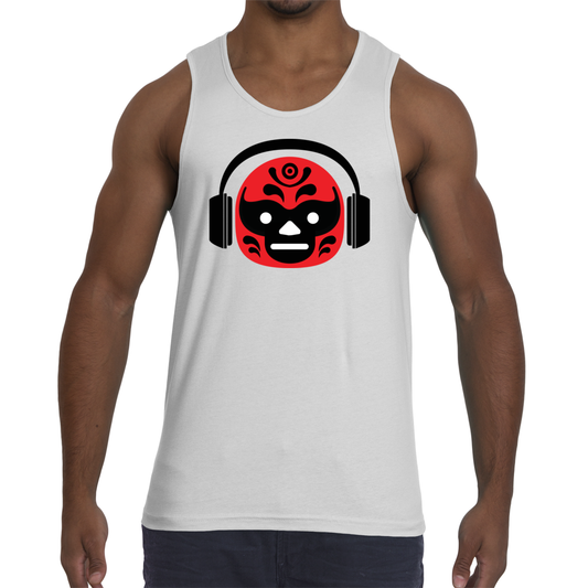 HH Lucha - White Jersey Tank w Red Mask